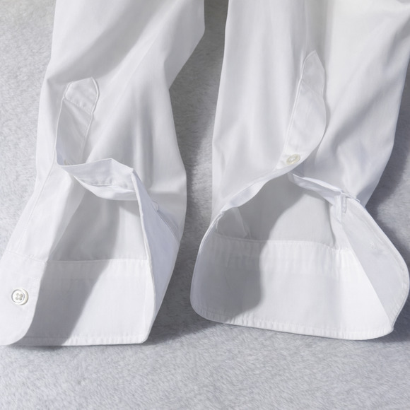 Christian Dior Mens 17x34 White Designer Dress Shirt Concealed Hidden Button - Picture 11 of 16